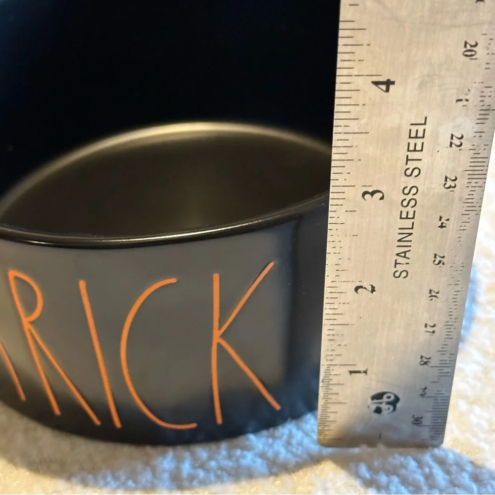 Rae Dunn TRICK 6” Dog Bowl Black Orange NWOT Halloween
